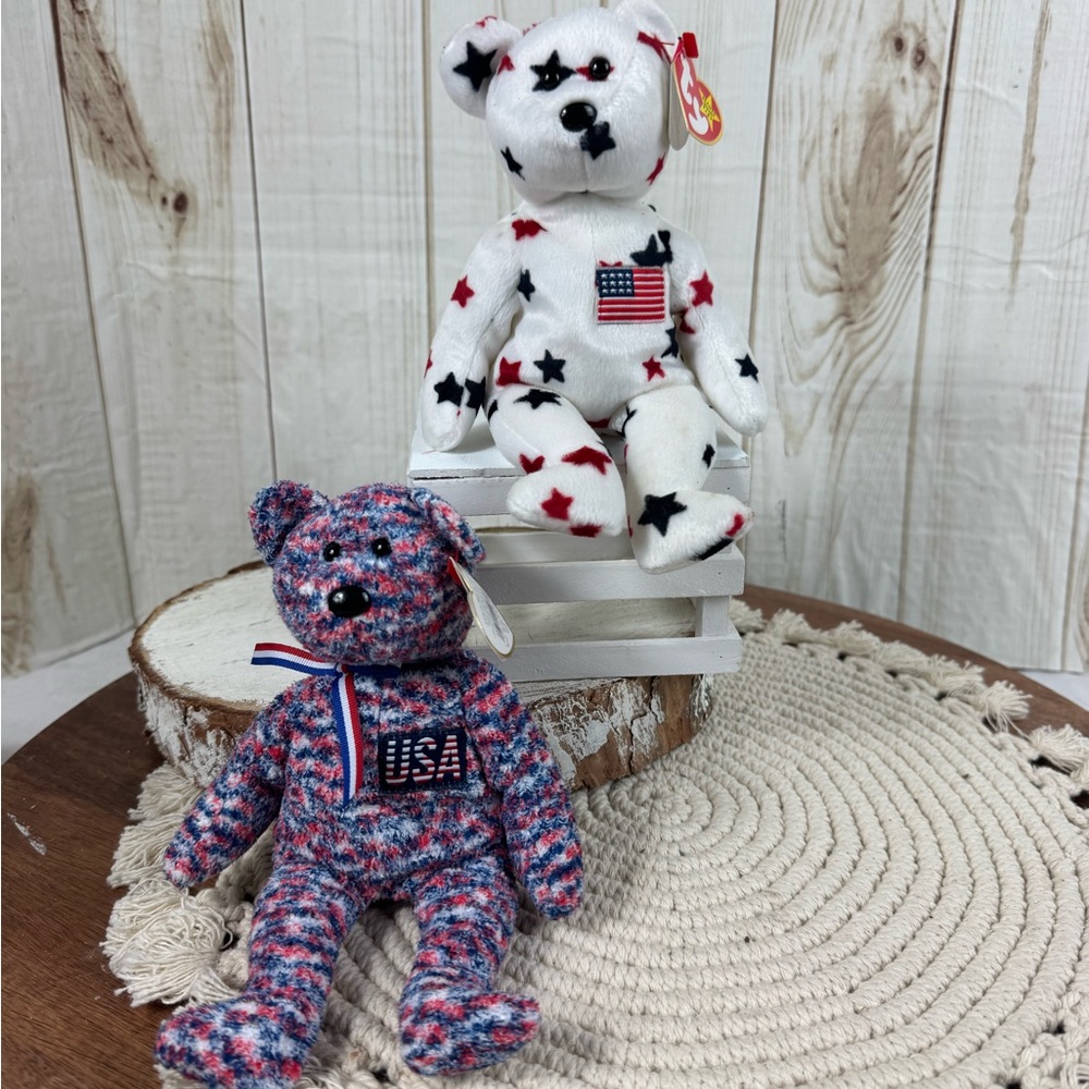 Ty Patriotic Plush Bear Duo - Red, White & Blue